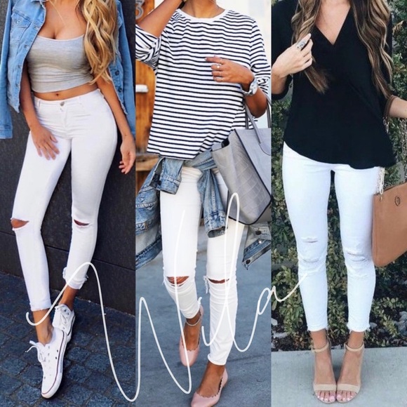 WILA Denim - LAST 1💙Distressed white denim skinny jeans